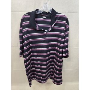 Tiger Woods Collection Nike Dri-FIT Golf Polo Shirt Mens XXL Black Purple Stripe
